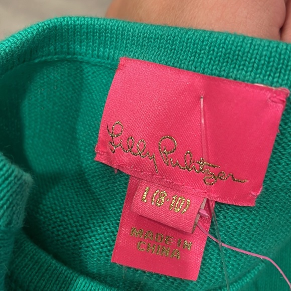 🆕Lilly Pulitzer Caila sweater dress Botanical Green Metal Sz Large(8-10) I1 - Picture 7 of 8